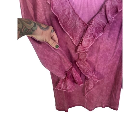 Soft surroundings vintage 90s y2k ruffle pink blouse size M phoebe charmed acid - Picture 3 of 6